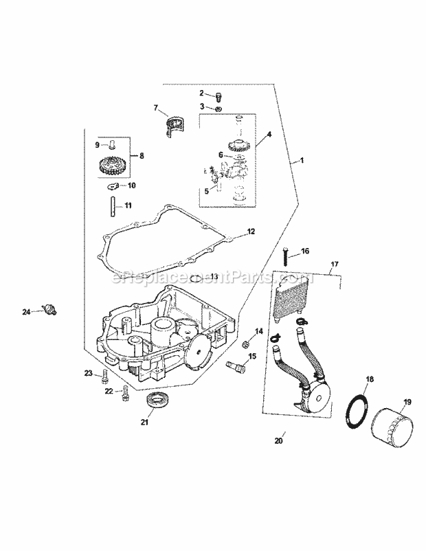 Cv740s-0015 Oil Pan & Lubrication Diagram and Parts List for M60-KH 53BB5BDX750-27HP-OHV Cub Cadet Lawn Tractor